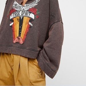 Free People “Free Spirit” Oversized Distressed Hoodie NEW